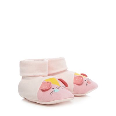 Baby girls' light pink cat booties
